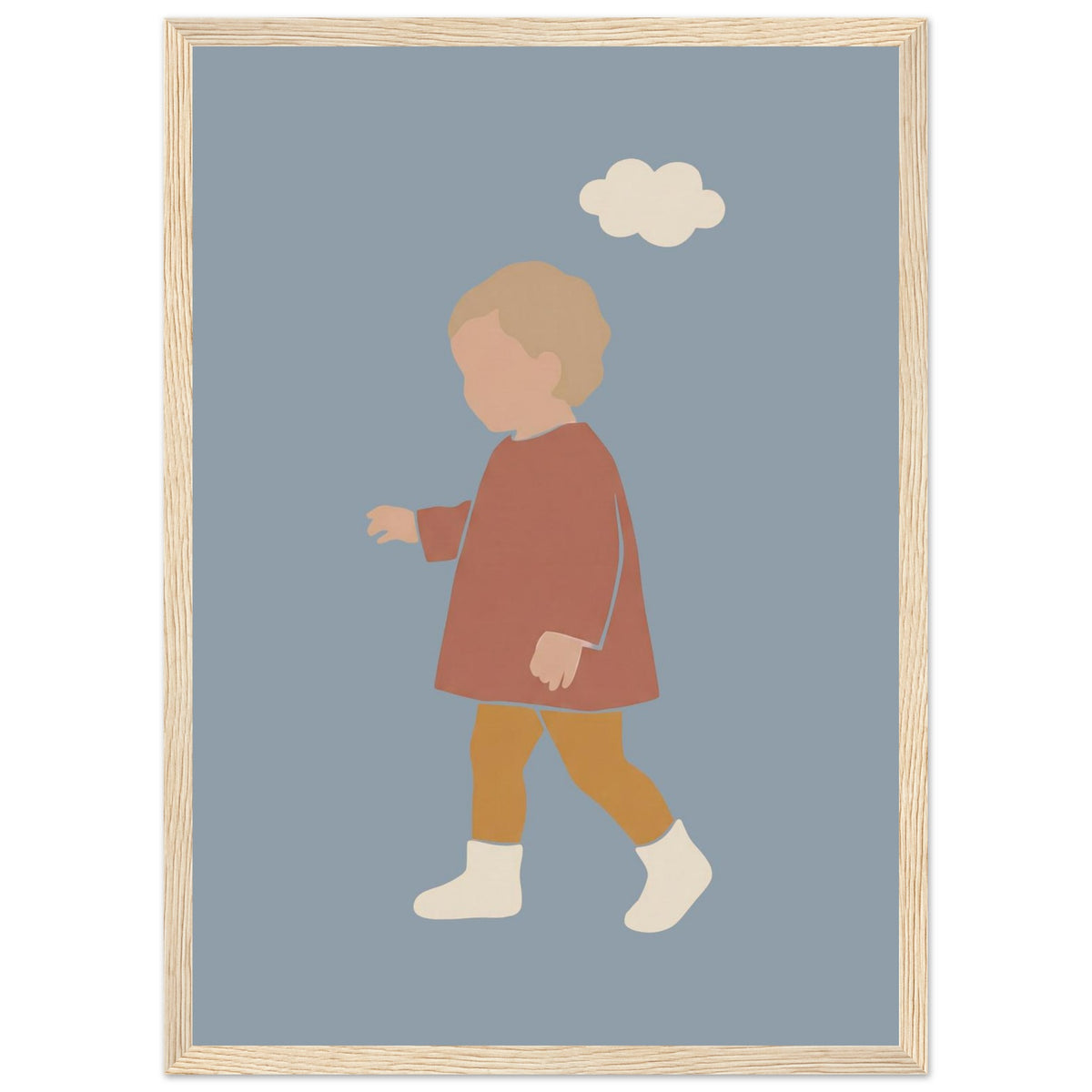Kinderposter „Kleiner Träumer“ im minimalistischen Scandi-Look, Holzrahmen, A3 (29.7 x 42 cm)