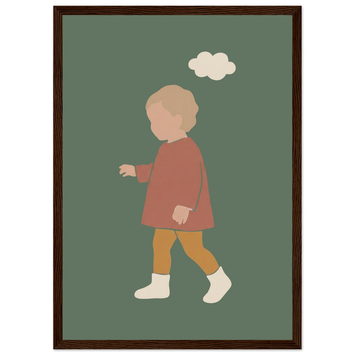 Kinderposter „Kleiner Träumer“ im minimalistischen Scandi-Look, dunkler Holzrahmen, A3 (29.7 x 42 cm)