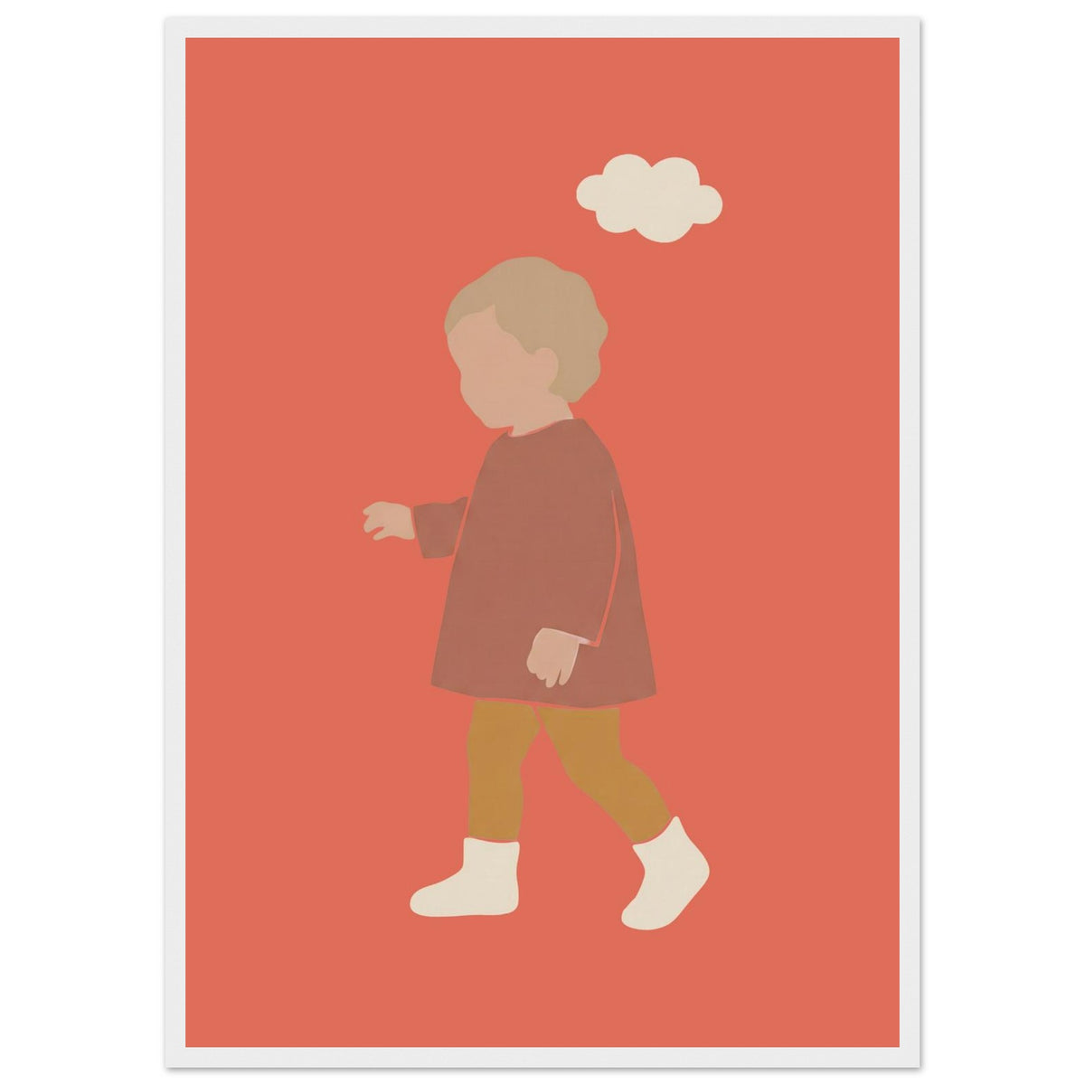 Kinderposter „Kleiner Träumer“ im minimalistischen Scandi-Look, weißer Rahmen, A2 (42 x 59.4 cm)