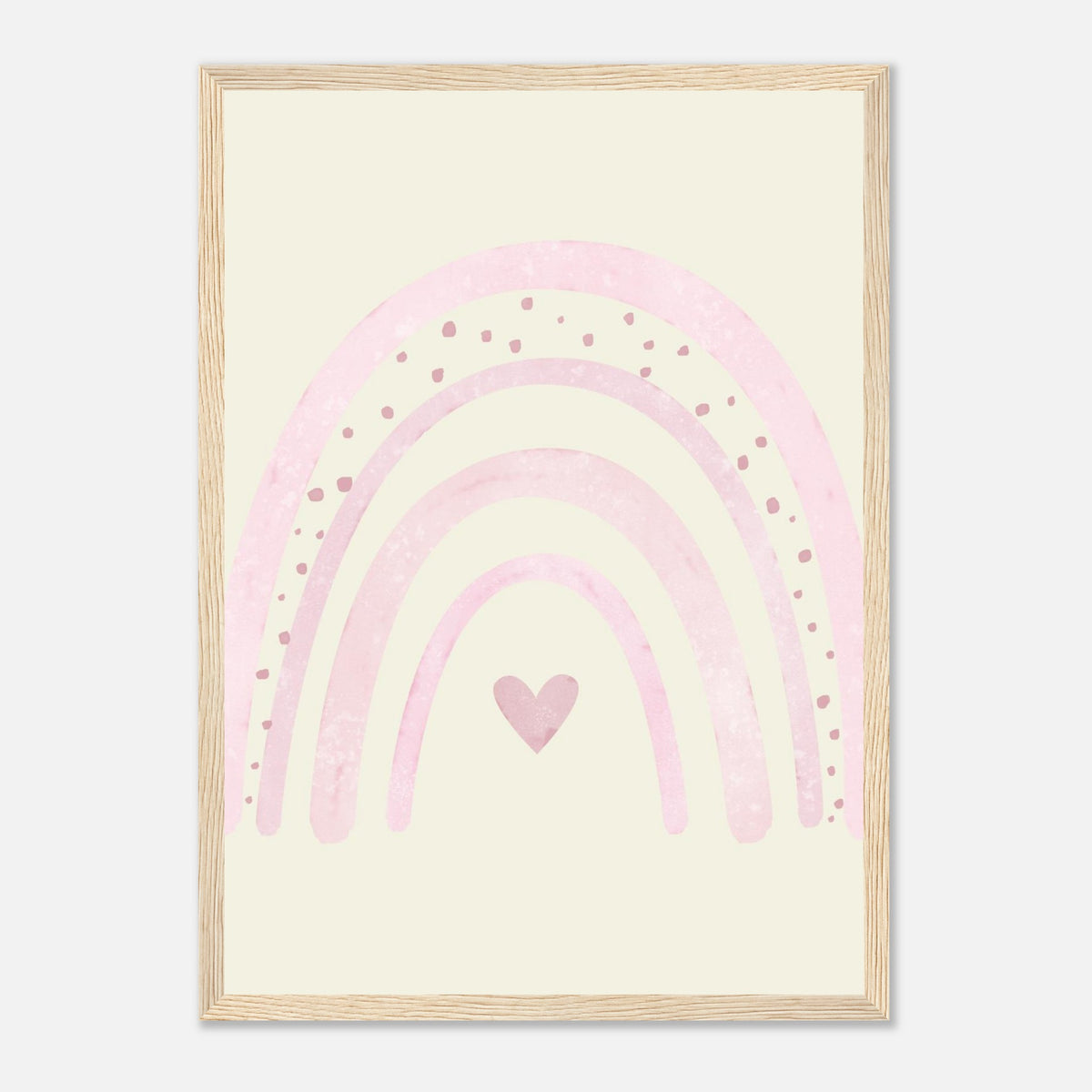 Minimalistischer Regenbogen-Kunstdruck in sanften Blautönen, Holzrahmen, A3 (29.7 x 42 cm)