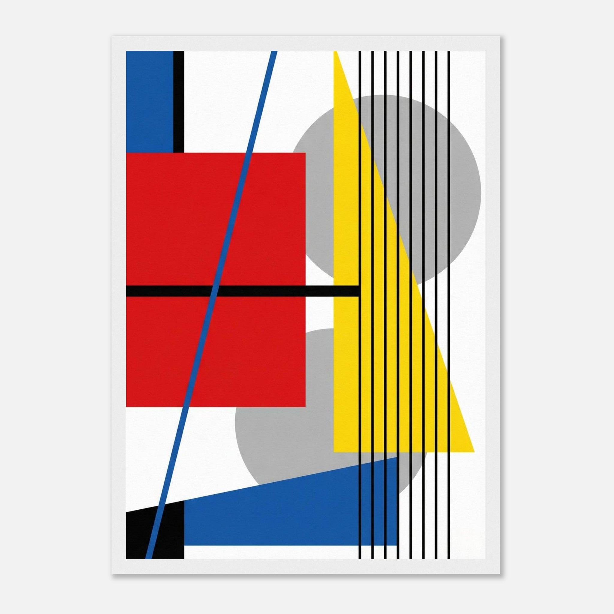 No.5 Bauhaus Geometrisches Abstraktes Kunstplakat - mit Holzrahmen
