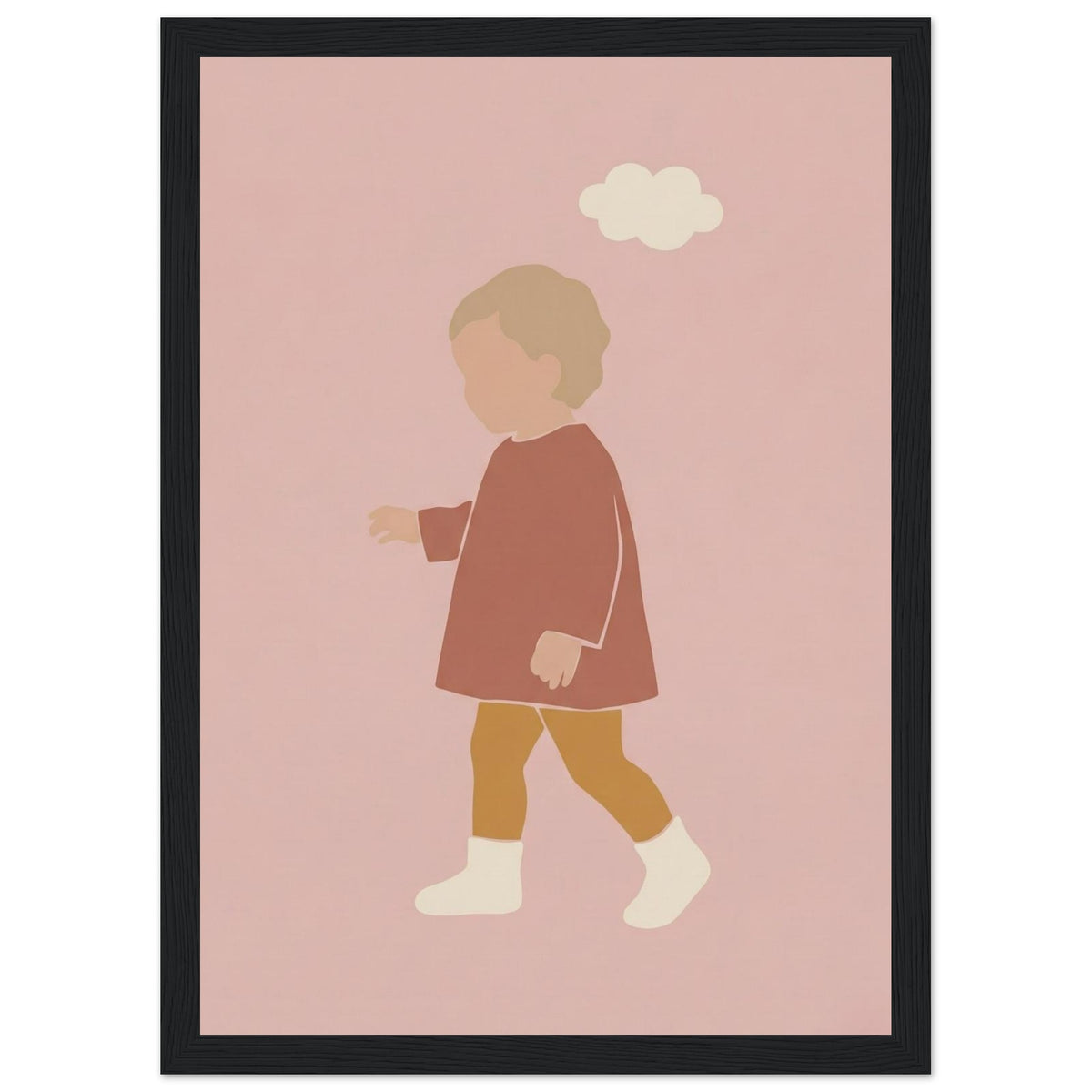Kinderposter „Kleiner Träumer“ im minimalistischen Scandi-Look, schwarzer Rahmen, 21x29.7 cm