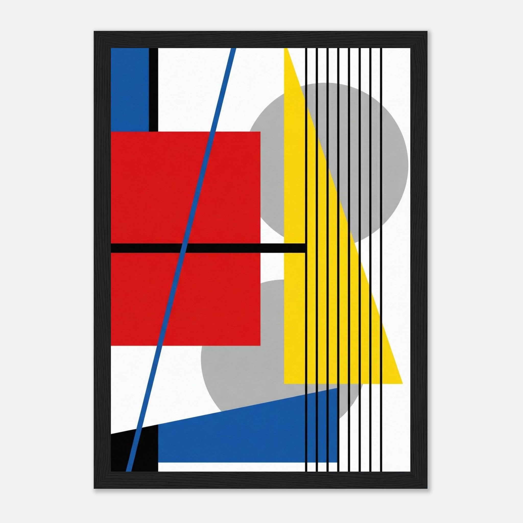 No.5 Bauhaus Geometrisches Abstraktes Kunstplakat - mit Holzrahmen