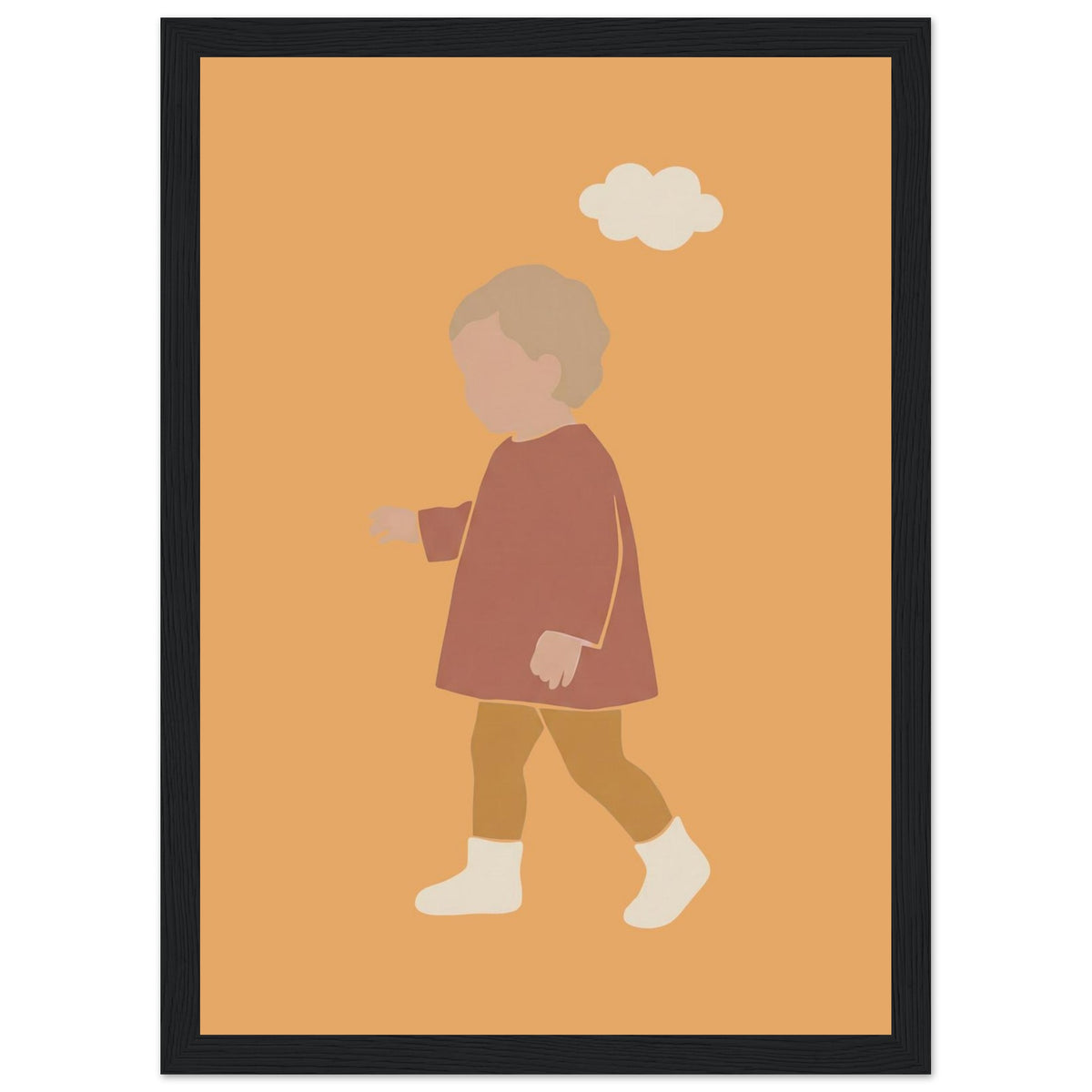 Kinderposter „Kleiner Träumer“ im minimalistischen Scandi-Look, schwarzer Rahmen, 21x29.7 cm