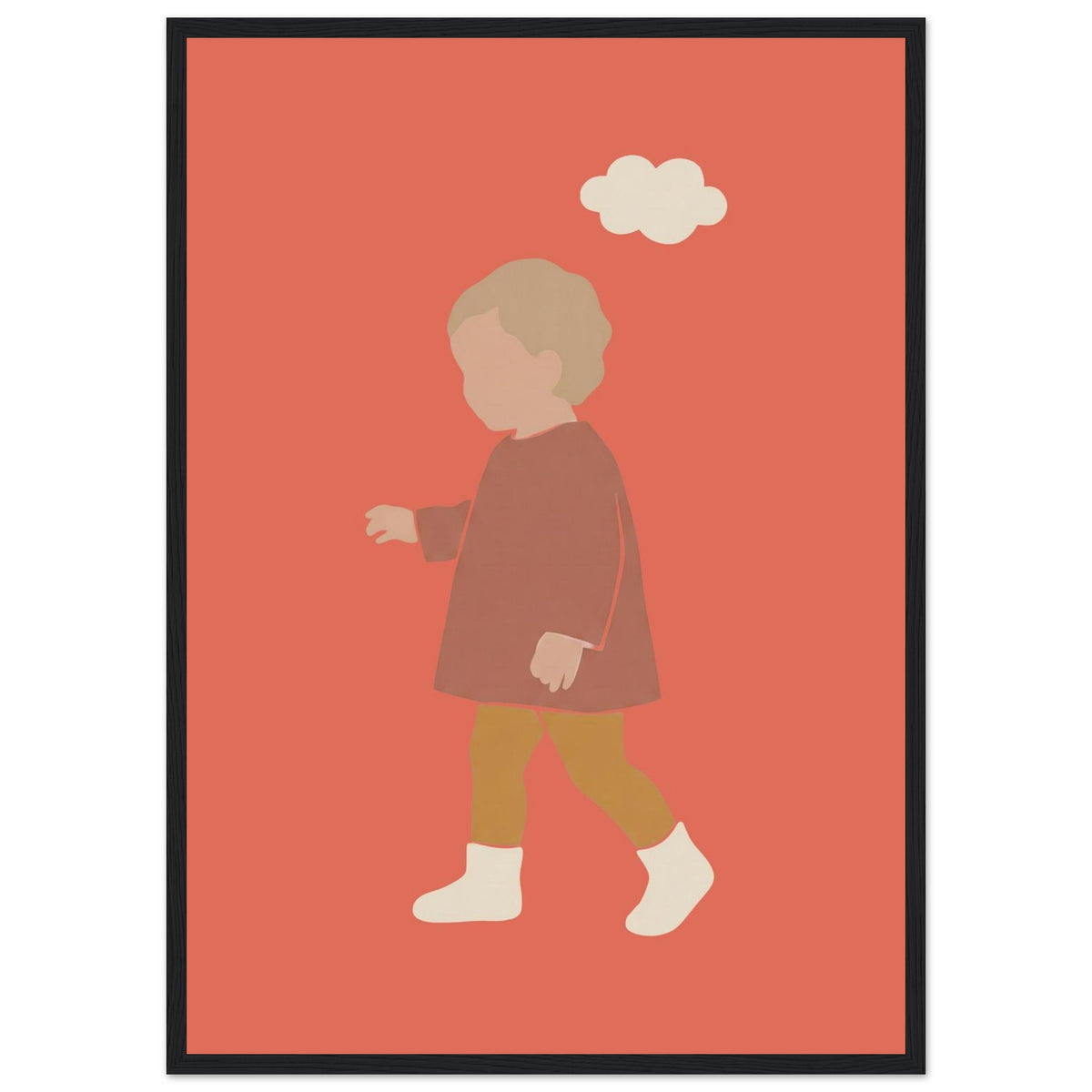 Kinderposter „Kleiner Träumer“ im minimalistischen Scandi-Look, schwarzer Rahmen, A2 (42 x 59.4 cm)