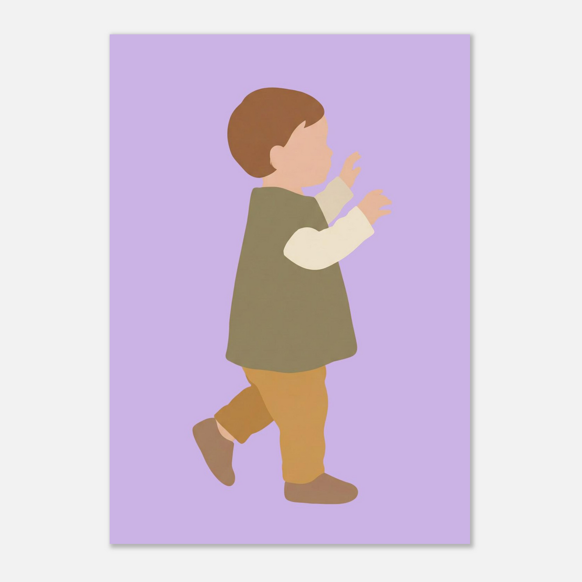 Kinderposter „Erste Schritte“: Kleinkind in Scandi-Erdtönen, A3 (29.7 x 42 cm)