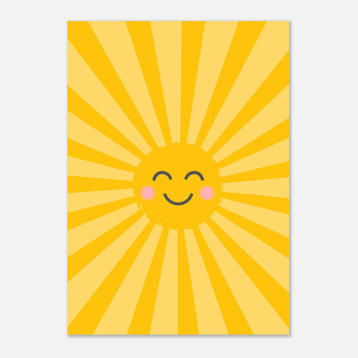 Poster „Golden Smile“: lächelndes Sonnengesicht in warmen Gelbtönen, A3 (29.7 x 42 cm)