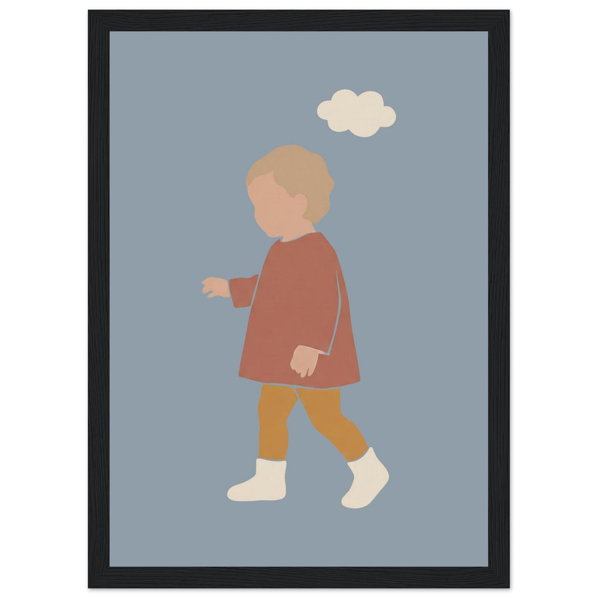 Kinderposter „Kleiner Träumer“ im minimalistischen Scandi-Look, schwarzer Rahmen, 21x29.7 cm