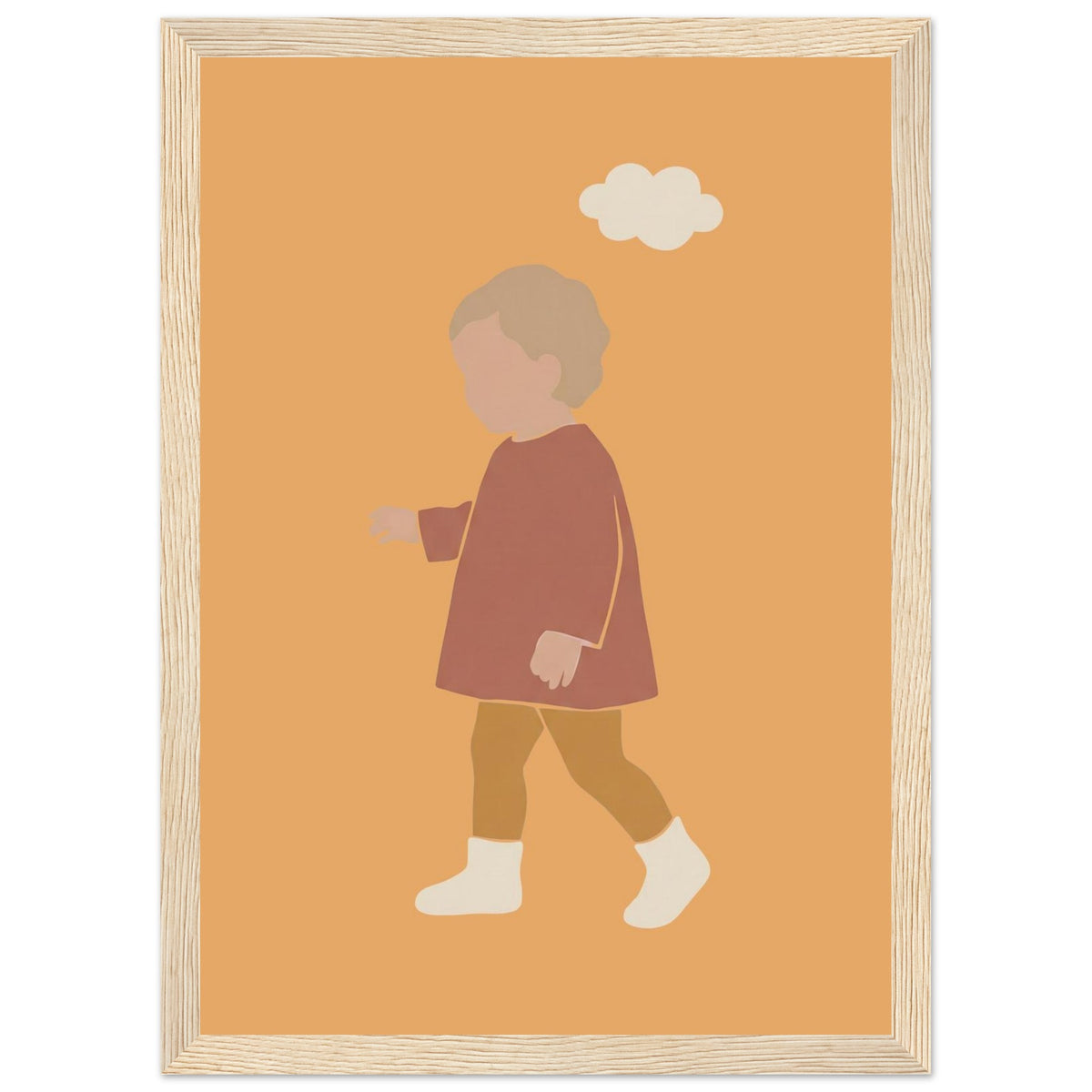 Kinderposter „Kleiner Träumer“ im minimalistischen Scandi-Look, Holzrahmen, 21x29.7 cm