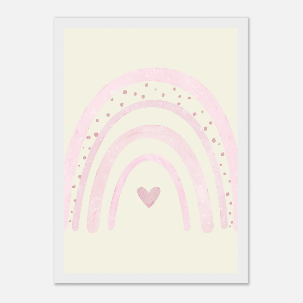 Minimalistischer Regenbogen-Kunstdruck in sanften Blautönen, weißer Rahmen, 21x29.7 cm