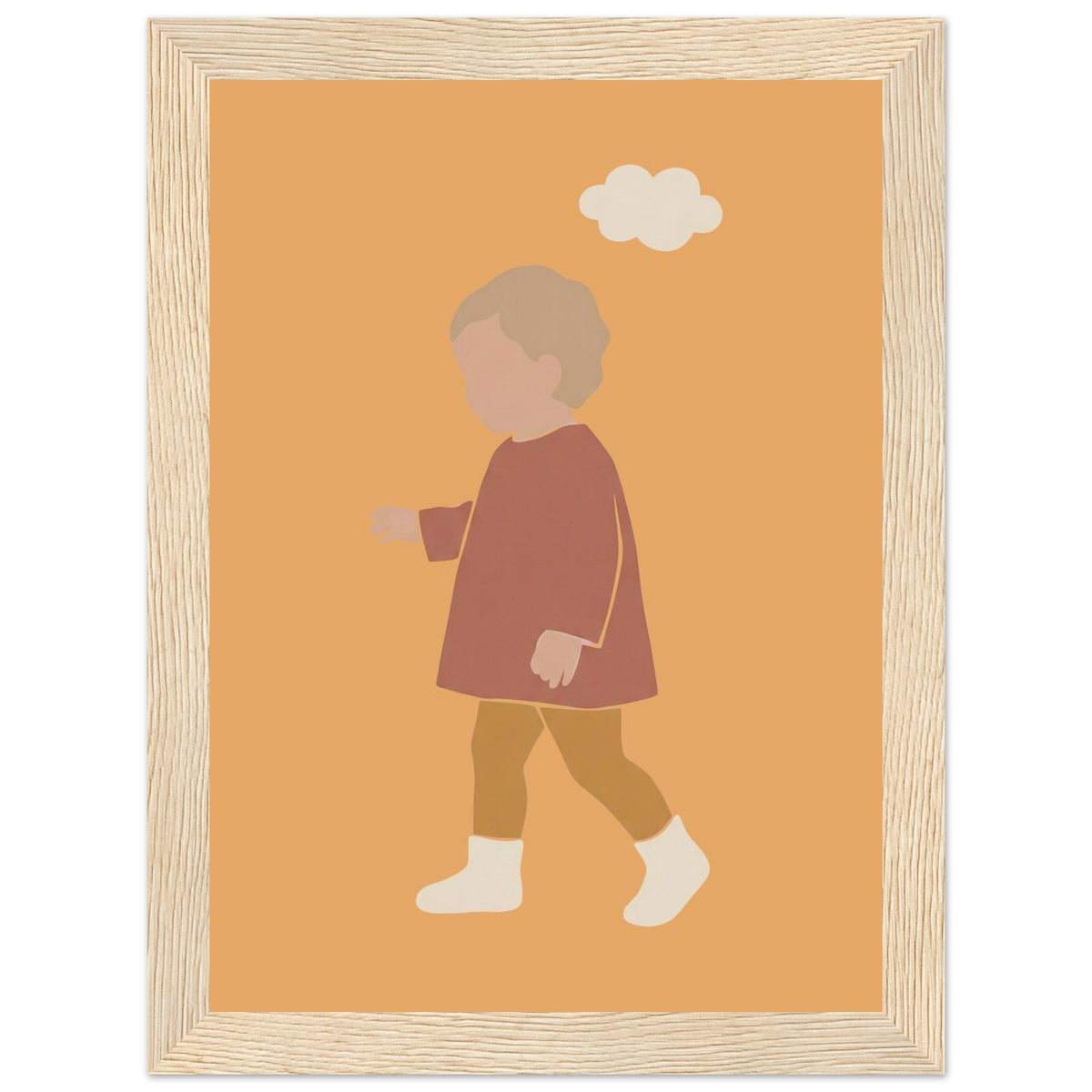 Kinderposter „Kleiner Träumer“ im minimalistischen Scandi-Look, Holzrahmen, 13x18 cm