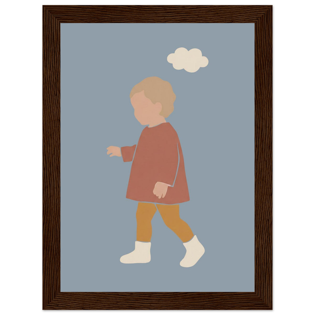 Kinderposter „Kleiner Träumer“ im minimalistischen Scandi-Look, dunkler Holzrahmen, 13x18 cm