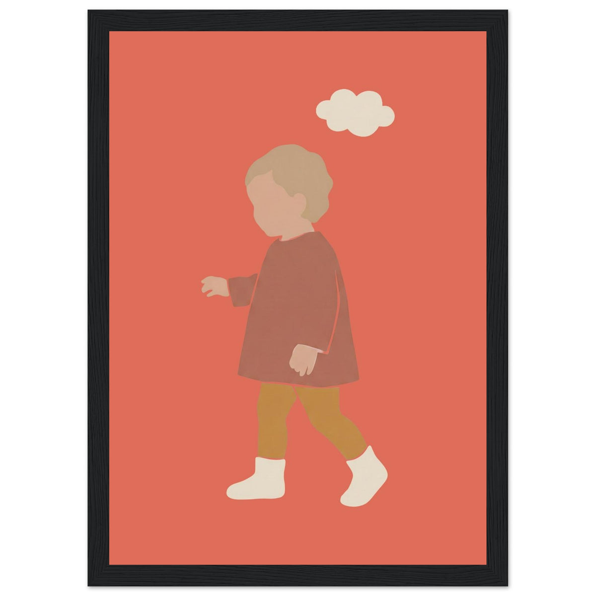 Kinderposter „Kleiner Träumer“ im minimalistischen Scandi-Look, schwarzer Rahmen, 21x29.7 cm