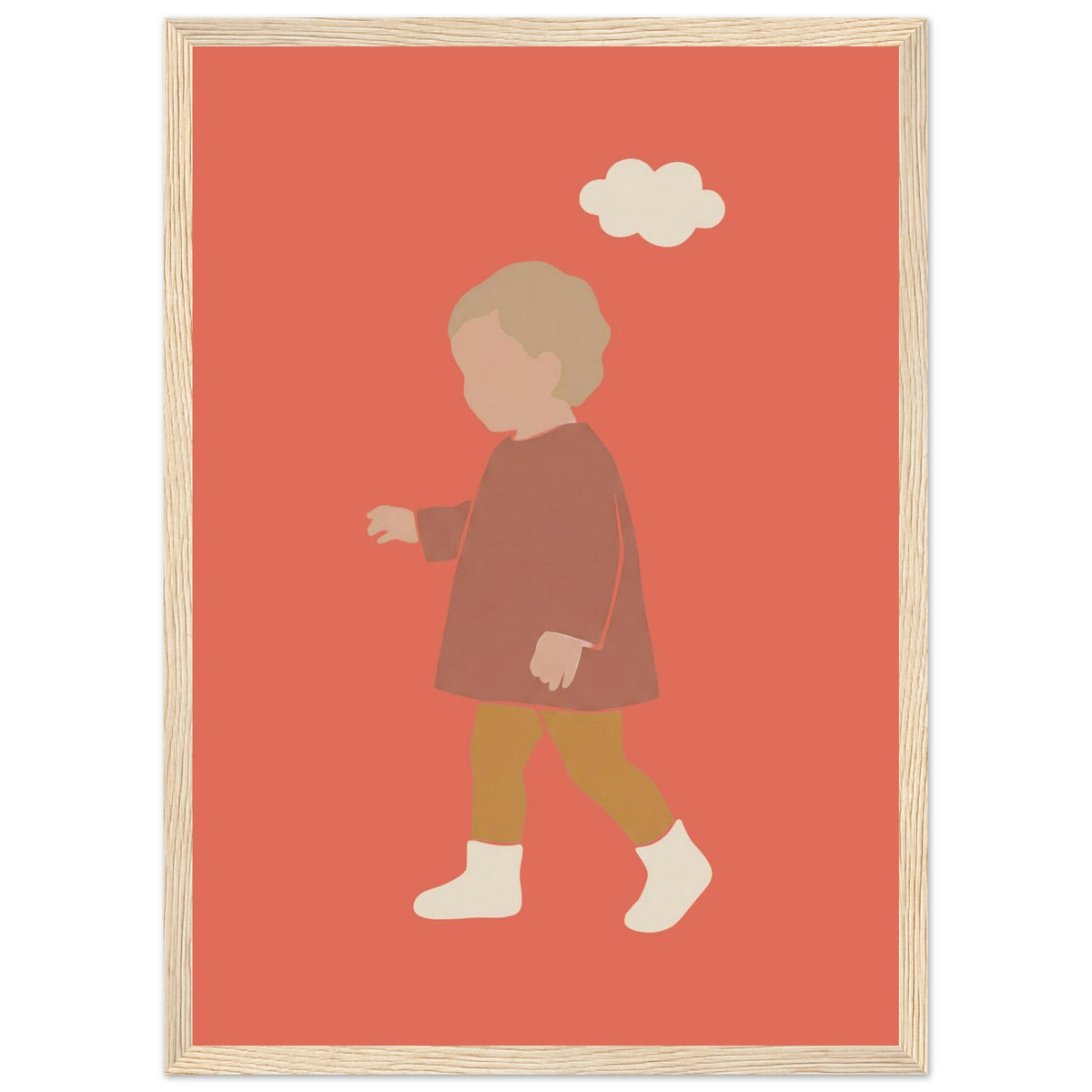 Kinderposter „Kleiner Träumer“ im minimalistischen Scandi-Look, Holzrahmen, A3 (29.7 x 42 cm)
