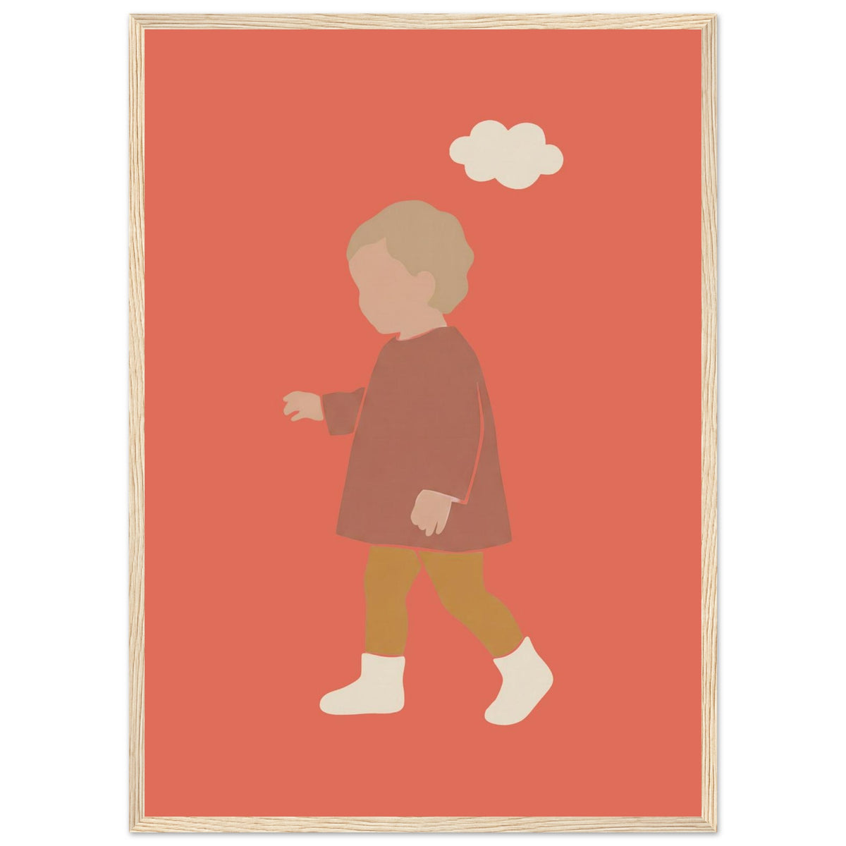 Kinderposter „Kleiner Träumer“ im minimalistischen Scandi-Look, Holzrahmen, A2 (42 x 59.4 cm)