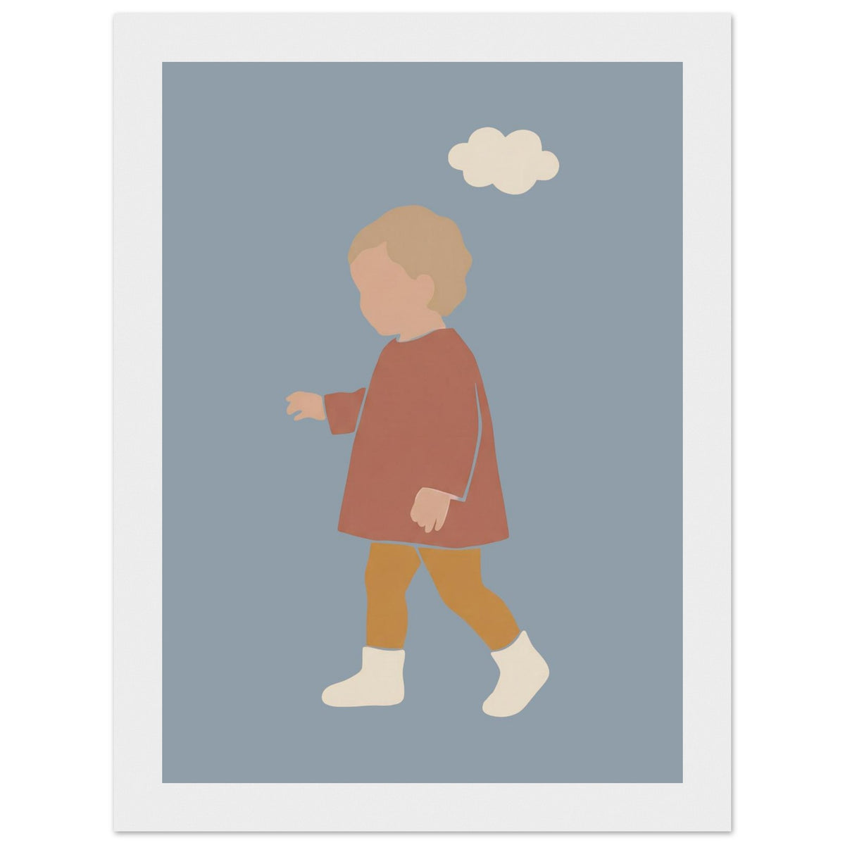 Kinderposter „Kleiner Träumer“ im minimalistischen Scandi-Look, weißer Rahmen, 13x18 cm