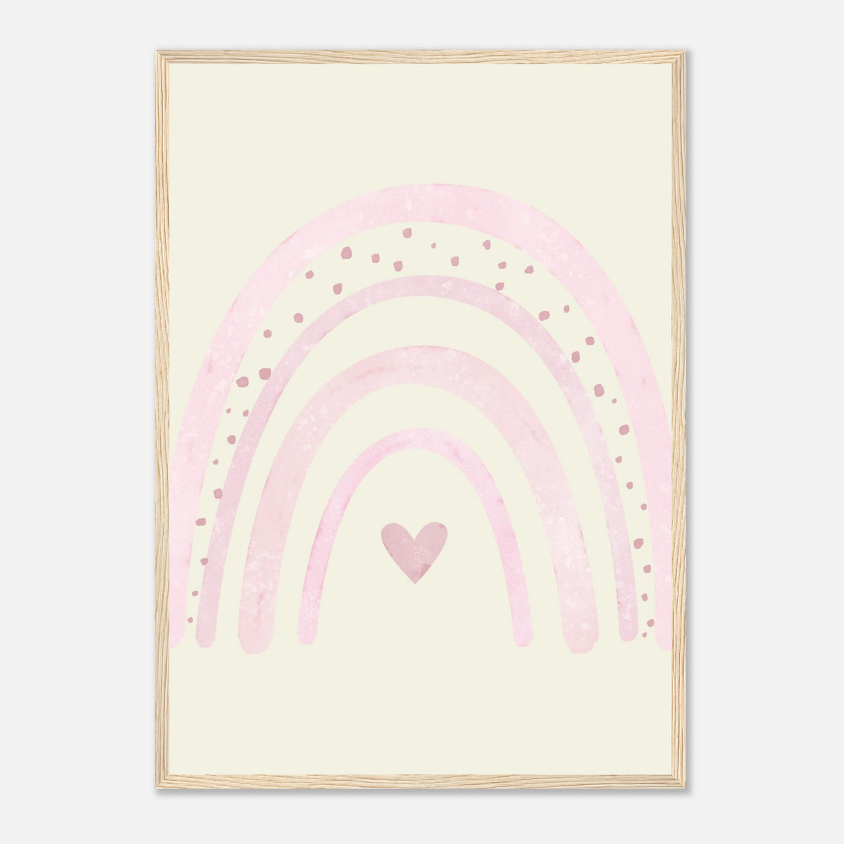 Minimalistischer Regenbogen-Kunstdruck in sanften Blautönen, Holzrahmen, A2 (42 x 59.4 cm)