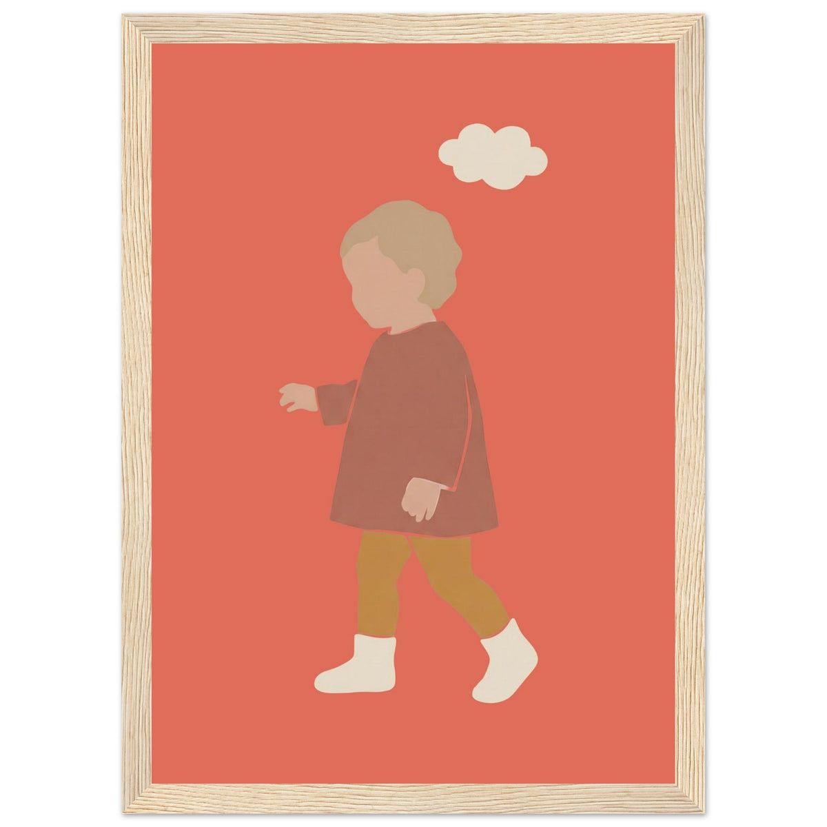 Kinderposter „Kleiner Träumer“ im minimalistischen Scandi-Look, Holzrahmen, 21x29.7 cm