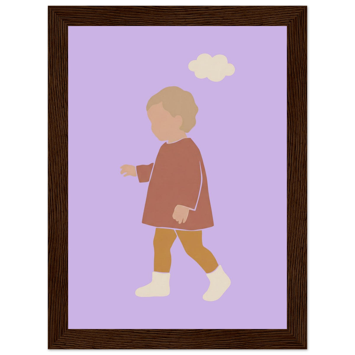 Kinderposter „Kleiner Träumer“ im minimalistischen Scandi-Look, dunkler Holzrahmen, 13x18 cm