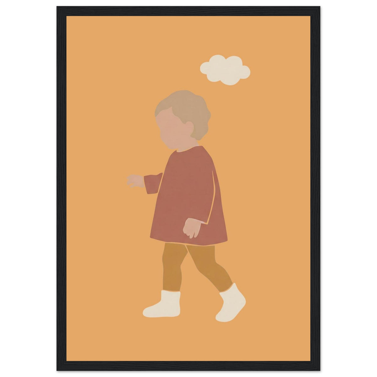 Kinderposter „Kleiner Träumer“ im minimalistischen Scandi-Look, schwarzer Rahmen, A3 (29.7 x 42 cm)