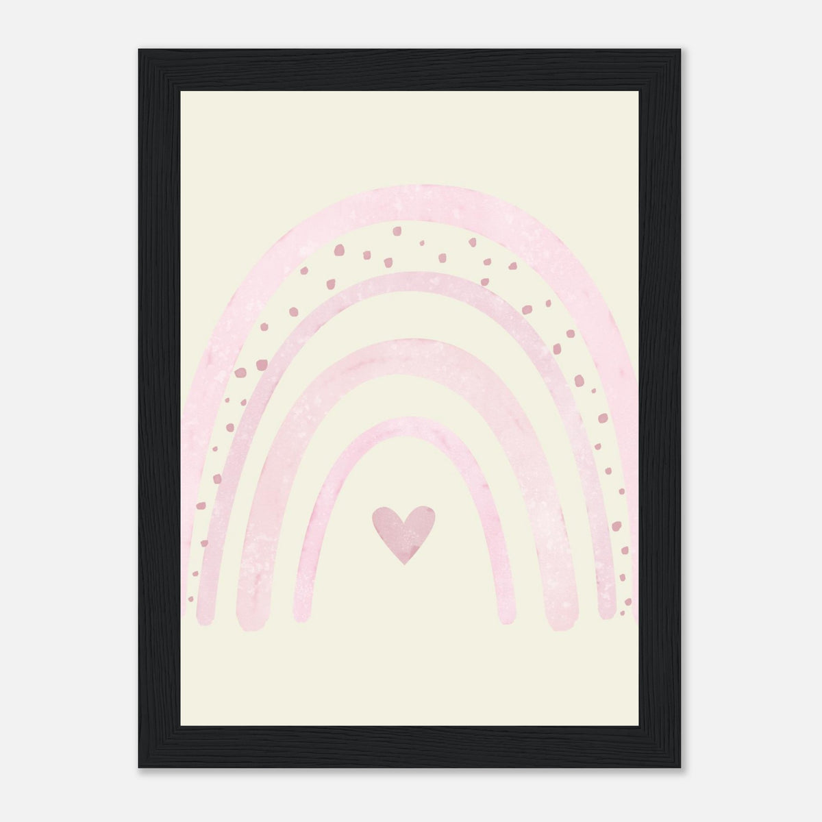 Minimalistischer Regenbogen-Kunstdruck in sanften Blautönen, schwarzer Rahmen, 13x18 cm