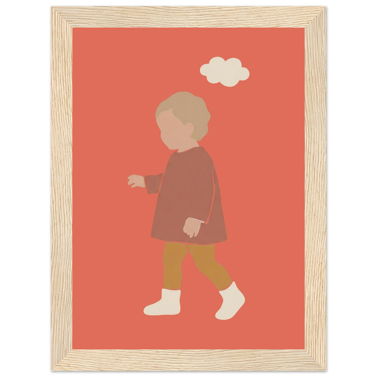 Kinderposter „Kleiner Träumer“ im minimalistischen Scandi-Look, Holzrahmen, 13x18 cm