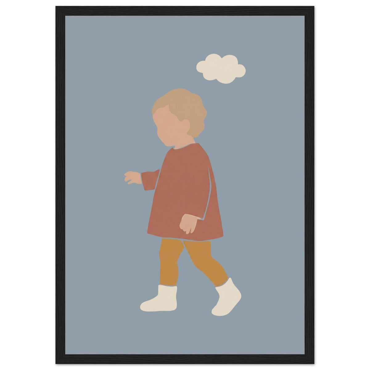 Kinderposter „Kleiner Träumer“ im minimalistischen Scandi-Look, schwarzer Rahmen, A3 (29.7 x 42 cm)