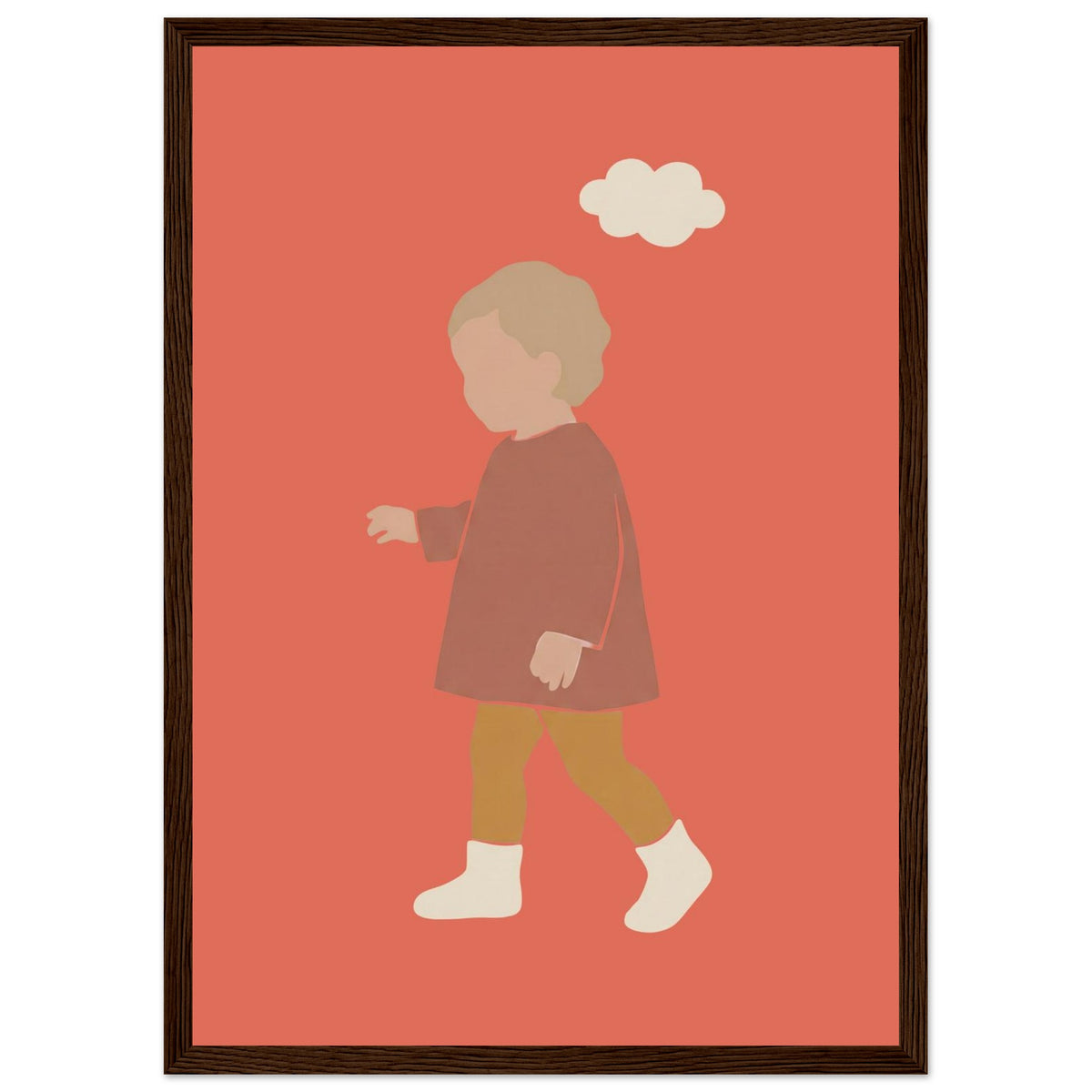 Kinderposter „Kleiner Träumer“ im minimalistischen Scandi-Look, dunkler Holzrahmen, A3 (29.7 x 42 cm)