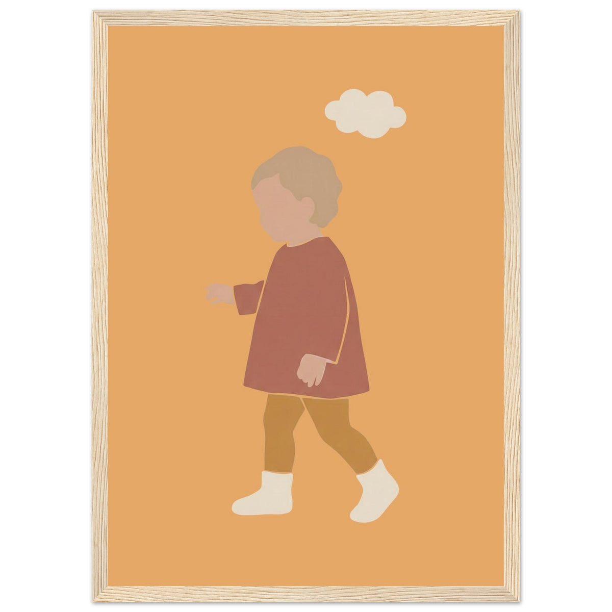 Kinderposter „Kleiner Träumer“ im minimalistischen Scandi-Look, Holzrahmen, A3 (29.7 x 42 cm)