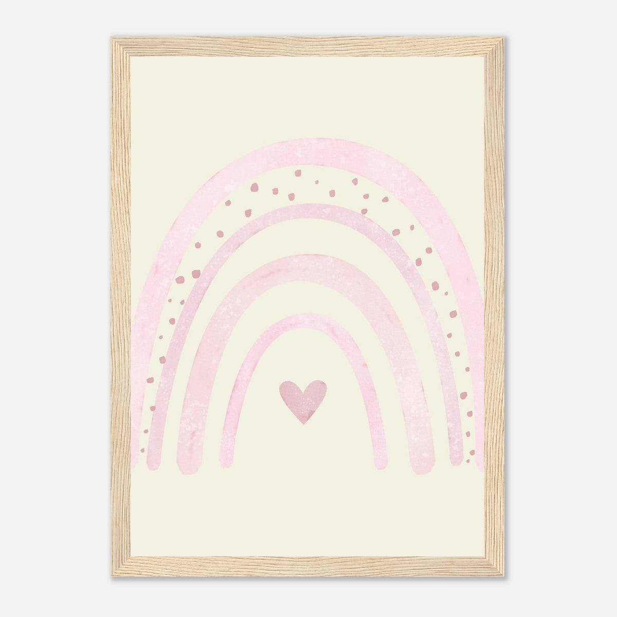 Minimalistischer Regenbogen-Kunstdruck in sanften Blautönen, Holzrahmen, 21x29.7 cm