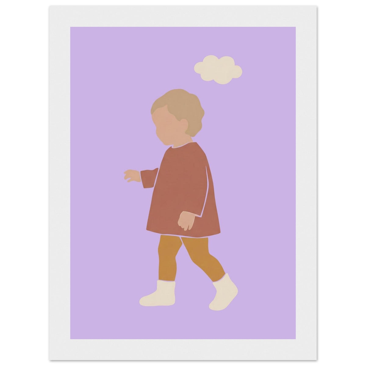 Kinderposter „Kleiner Träumer“ im minimalistischen Scandi-Look, weißer Rahmen, 13x18 cm