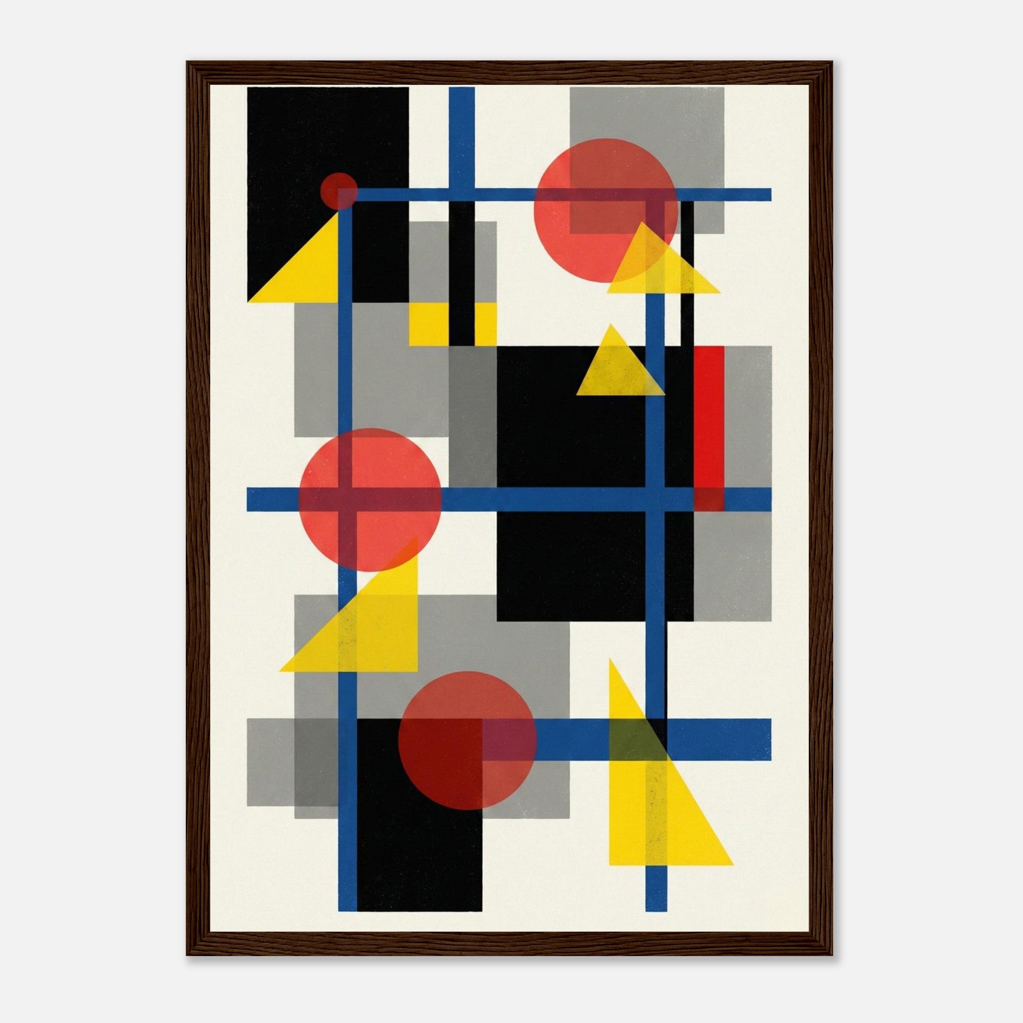No.4 Abstrakte Geometrische Kunstdruck - Bauhaus & De Stijl Inspiration - mit Holzrahmen