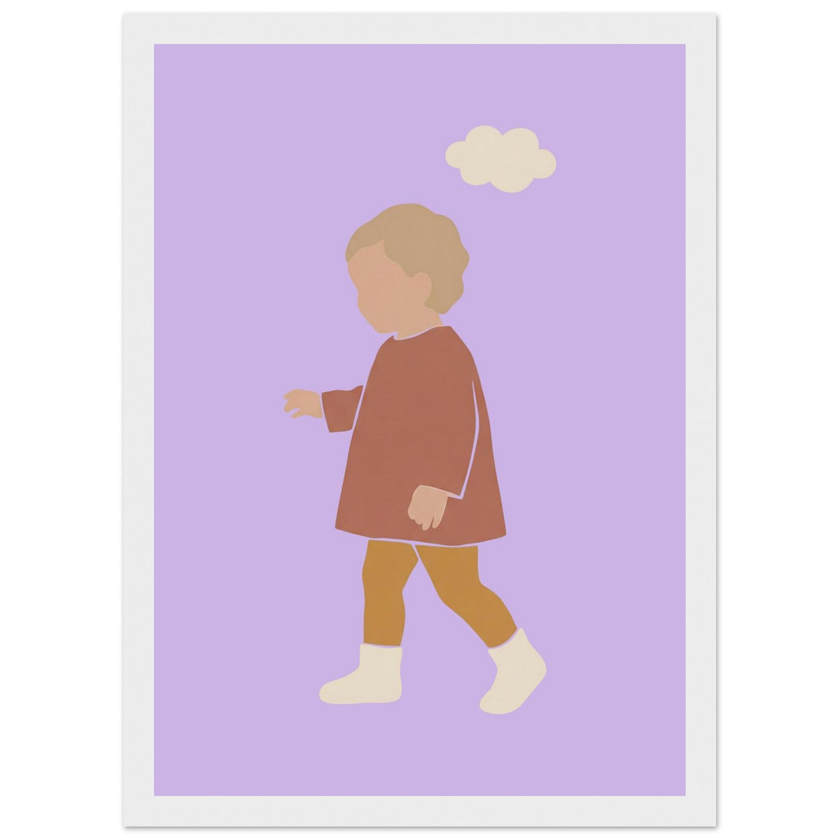 Kinderposter „Kleiner Träumer“ im minimalistischen Scandi-Look, weißer Rahmen, 21x29.7 cm