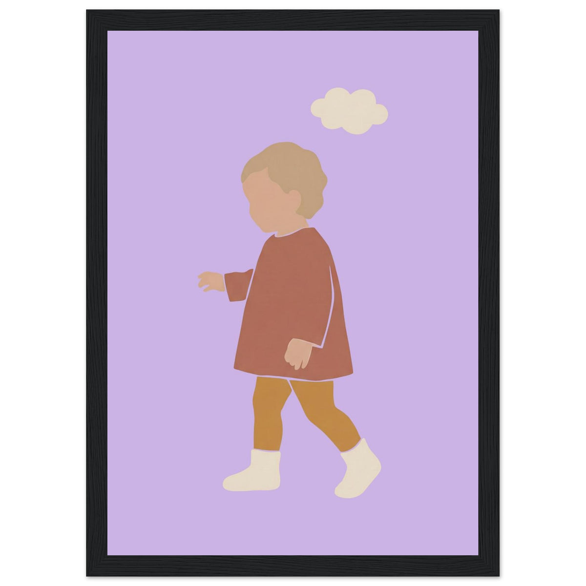 Kinderposter „Kleiner Träumer“ im minimalistischen Scandi-Look, schwarzer Rahmen, 21x29.7 cm