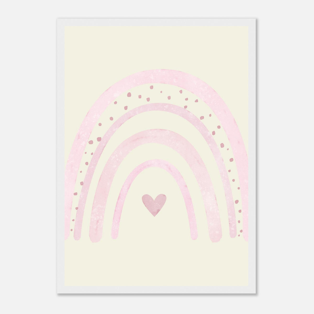 Minimalistischer Regenbogen-Kunstdruck in sanften Blautönen, weißer Rahmen, A3 (29.7 x 42 cm)