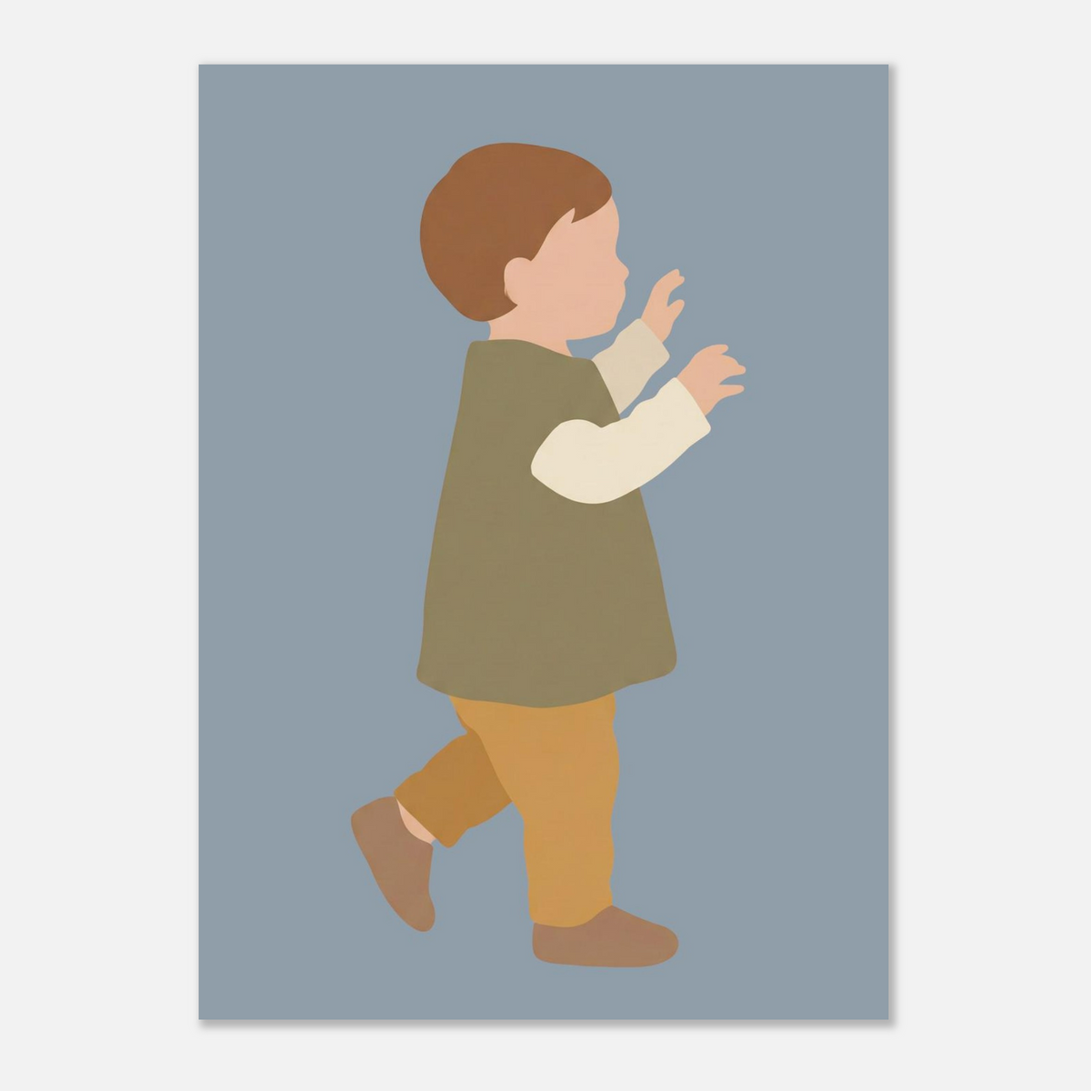 Kinderposter „Erste Schritte“: Kleinkind in Scandi-Erdtönen, 13x18 cm