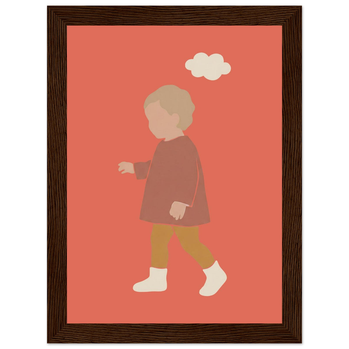 Kinderposter „Kleiner Träumer“ im minimalistischen Scandi-Look, dunkler Holzrahmen, 13x18 cm